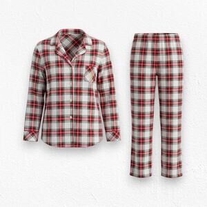 Lauren Ralph Lauren Ivory Red Green Tartan Plaid Fleece Pajama Set Size XL NWT